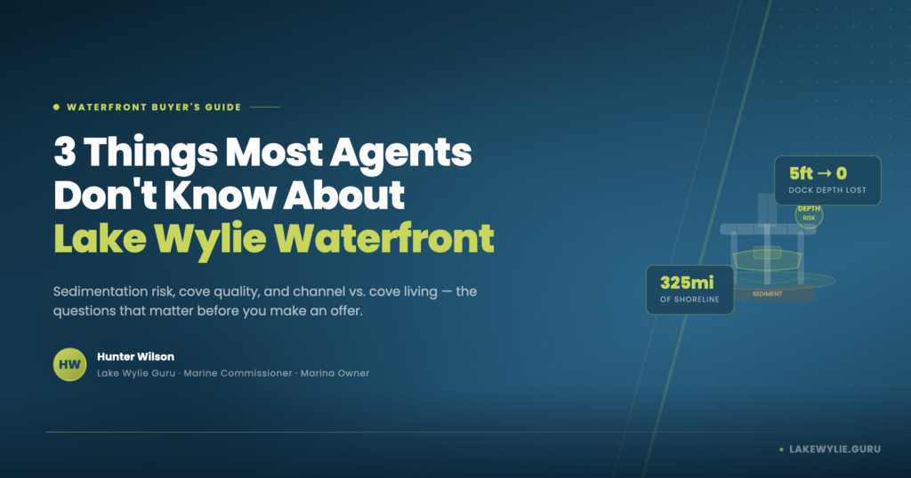 Waterfront lake wylie
sedimentation build up
water depth